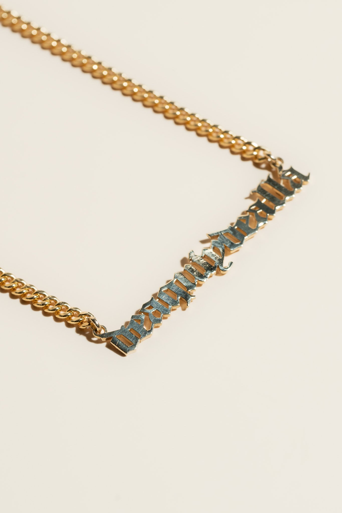 Custom Name Plate Necklace Handcrafted Solid Gold Jewelry