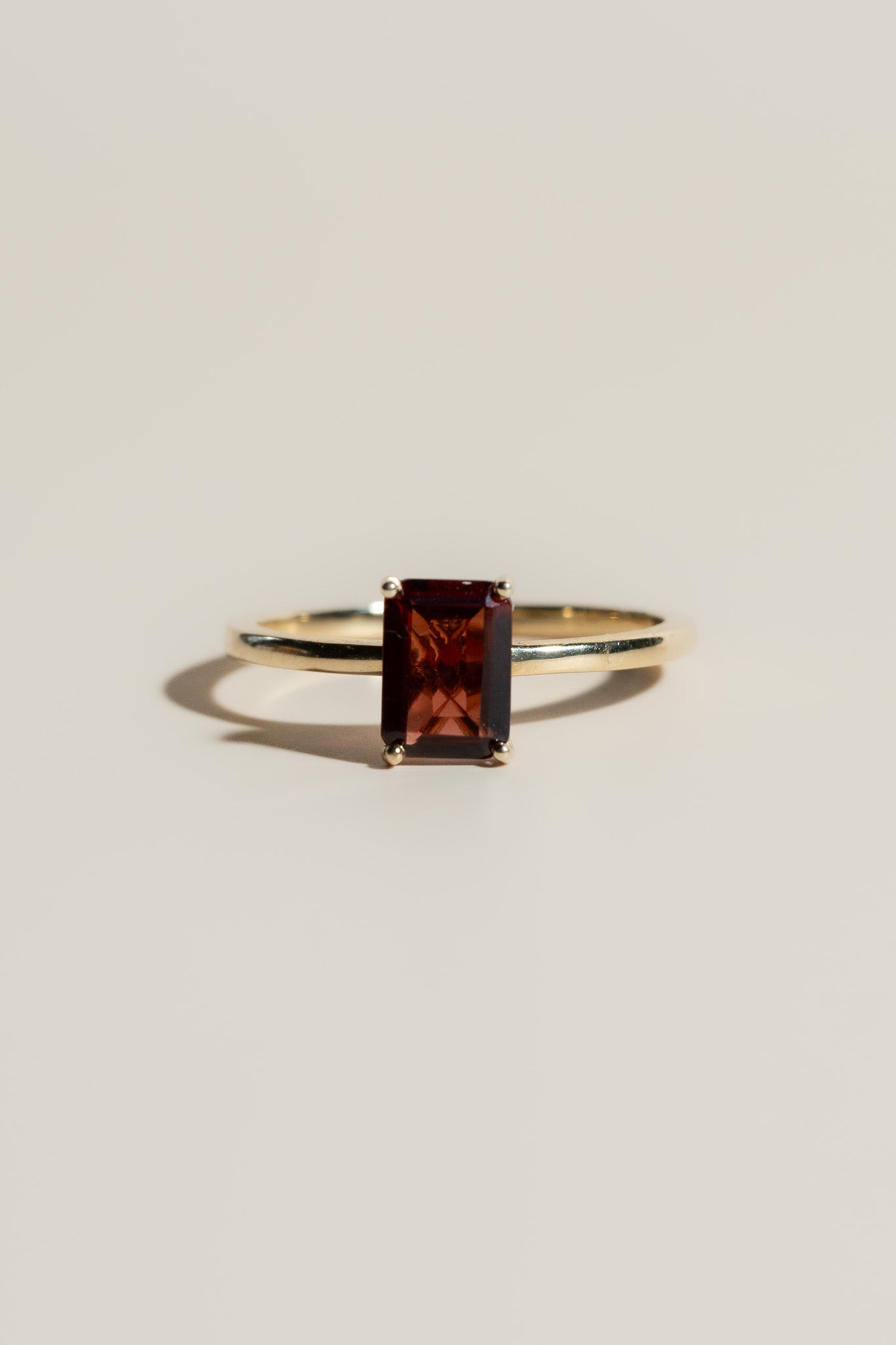 14K Emerald Cut Garnet Ring