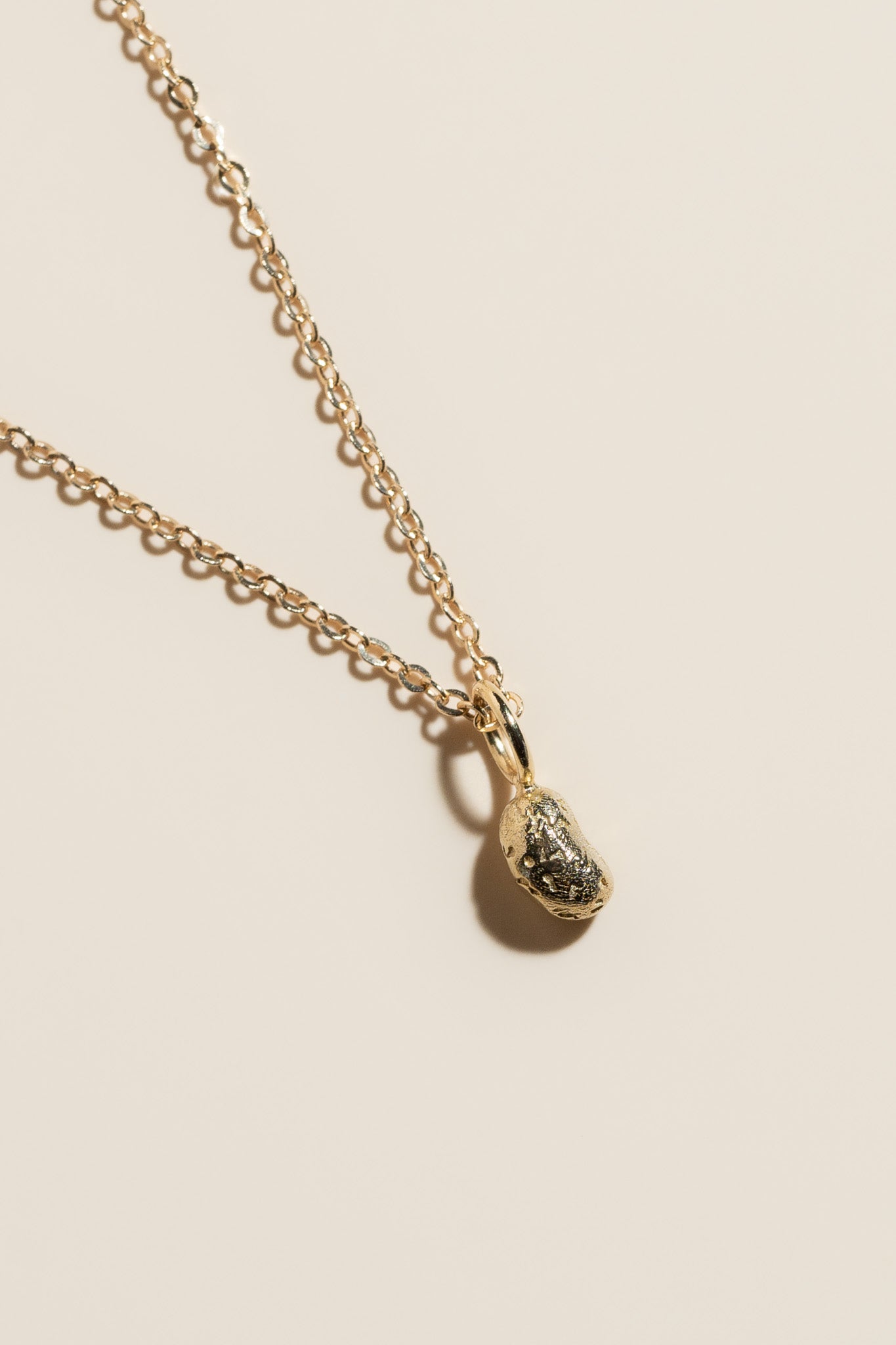 14K Solid Mini Frijolito Necklace | Handcrafted Solid Gold