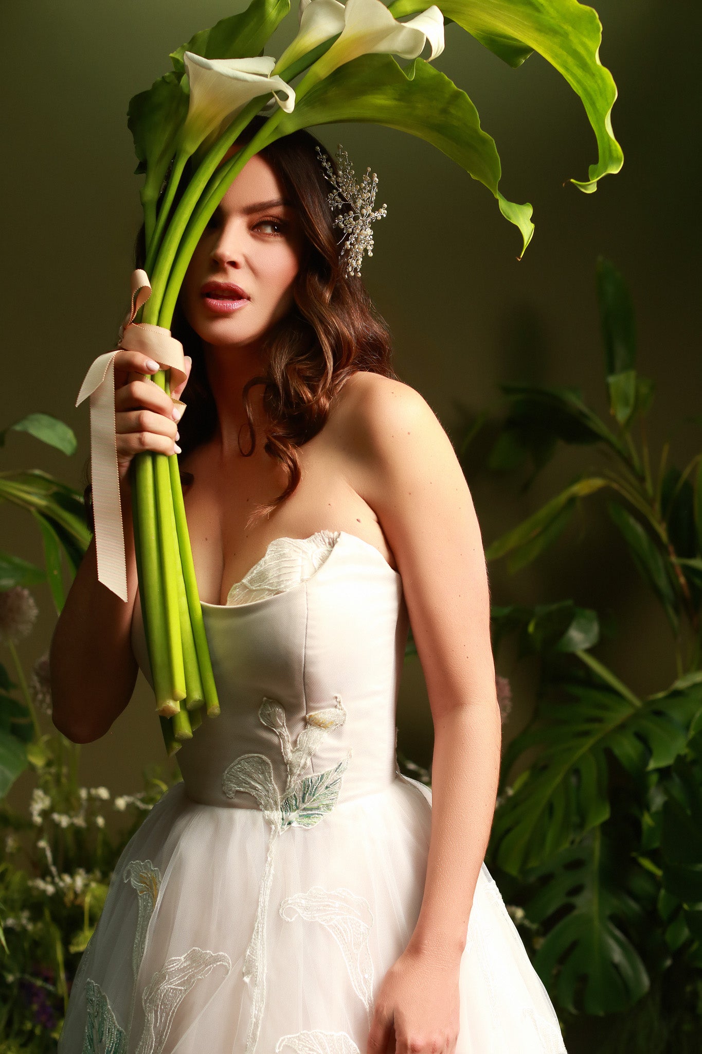 Calla Lily Embroidered Wedding Dress | Inspired by Rivera, image size:1365x2048