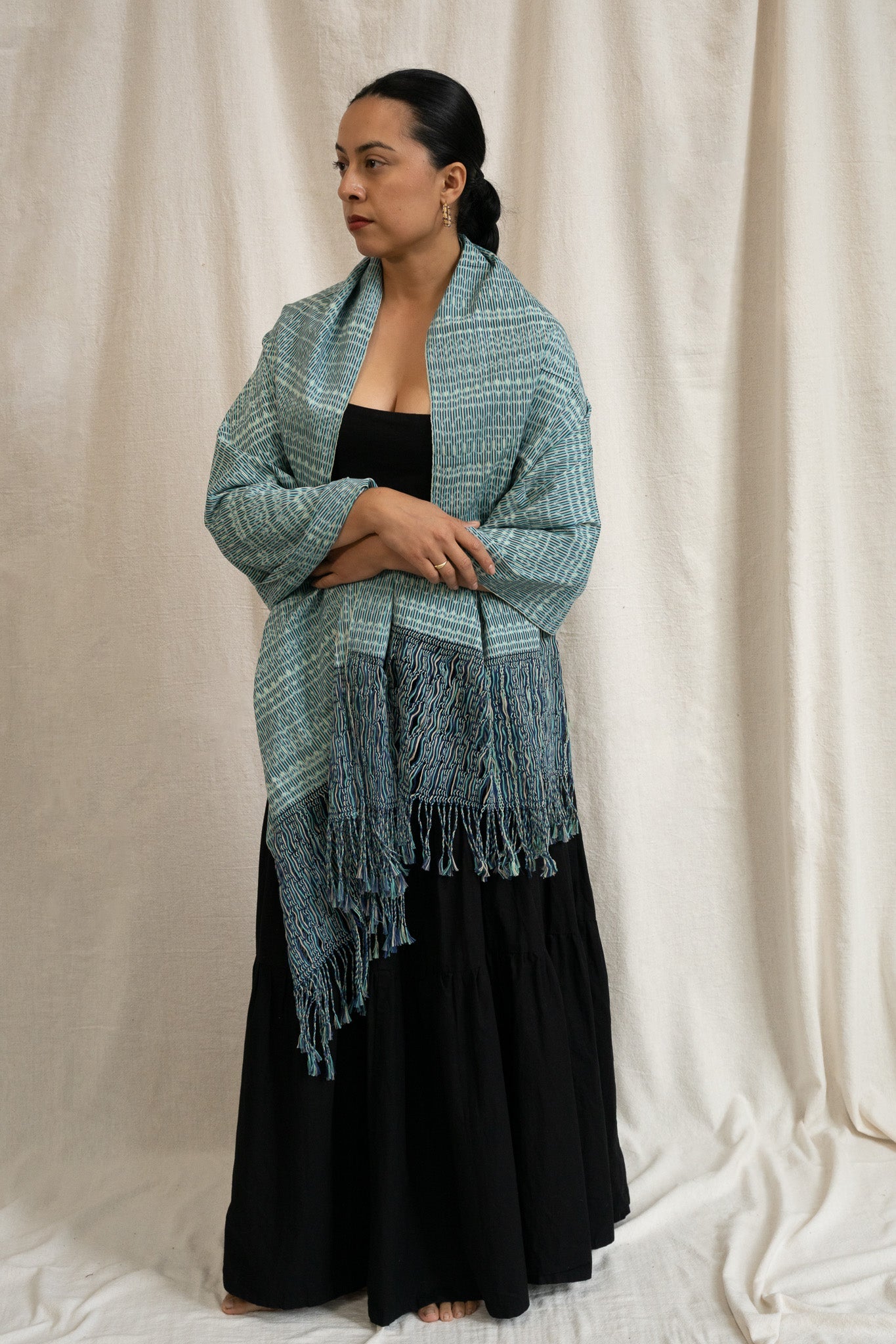 Medium Rebozo - Blue  Cadena Collective