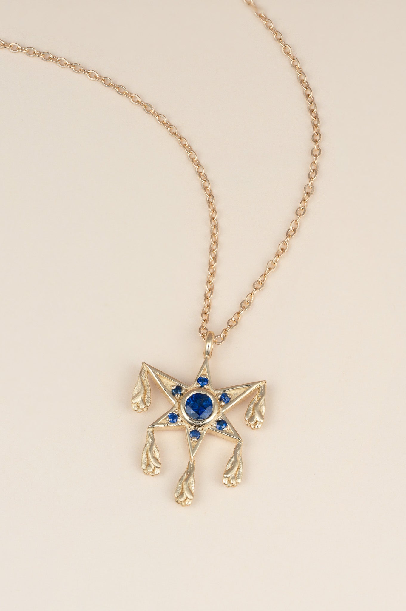 14K Blue Sapphire Piñata Necklace - Cadena Collective