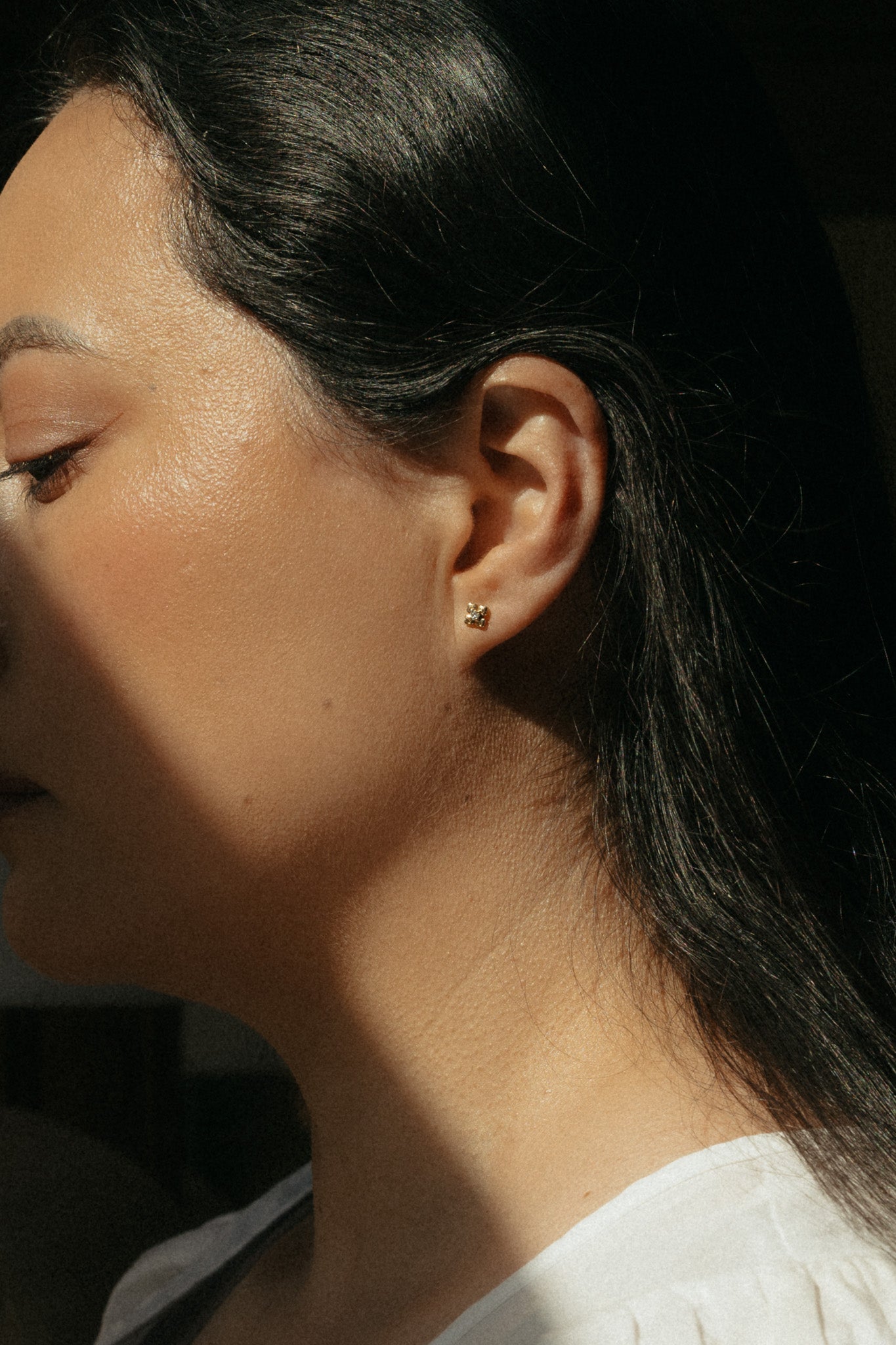 14K Diamond Mini Clover Studs - Cadena Collective