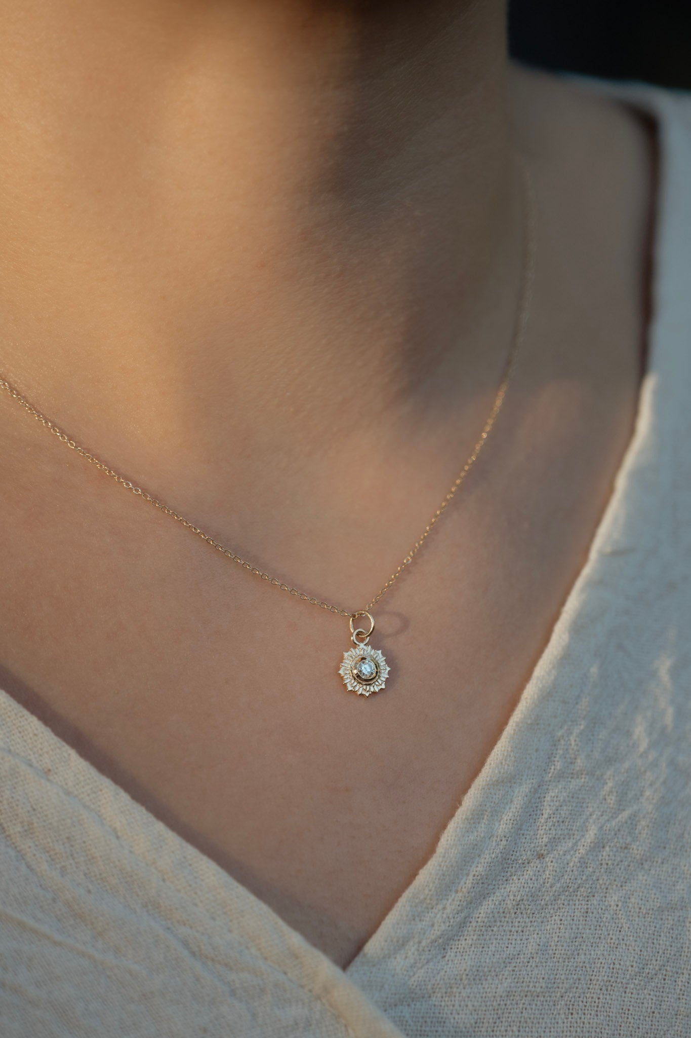 14K Diamond Starbust Necklace - Cadena Collective
