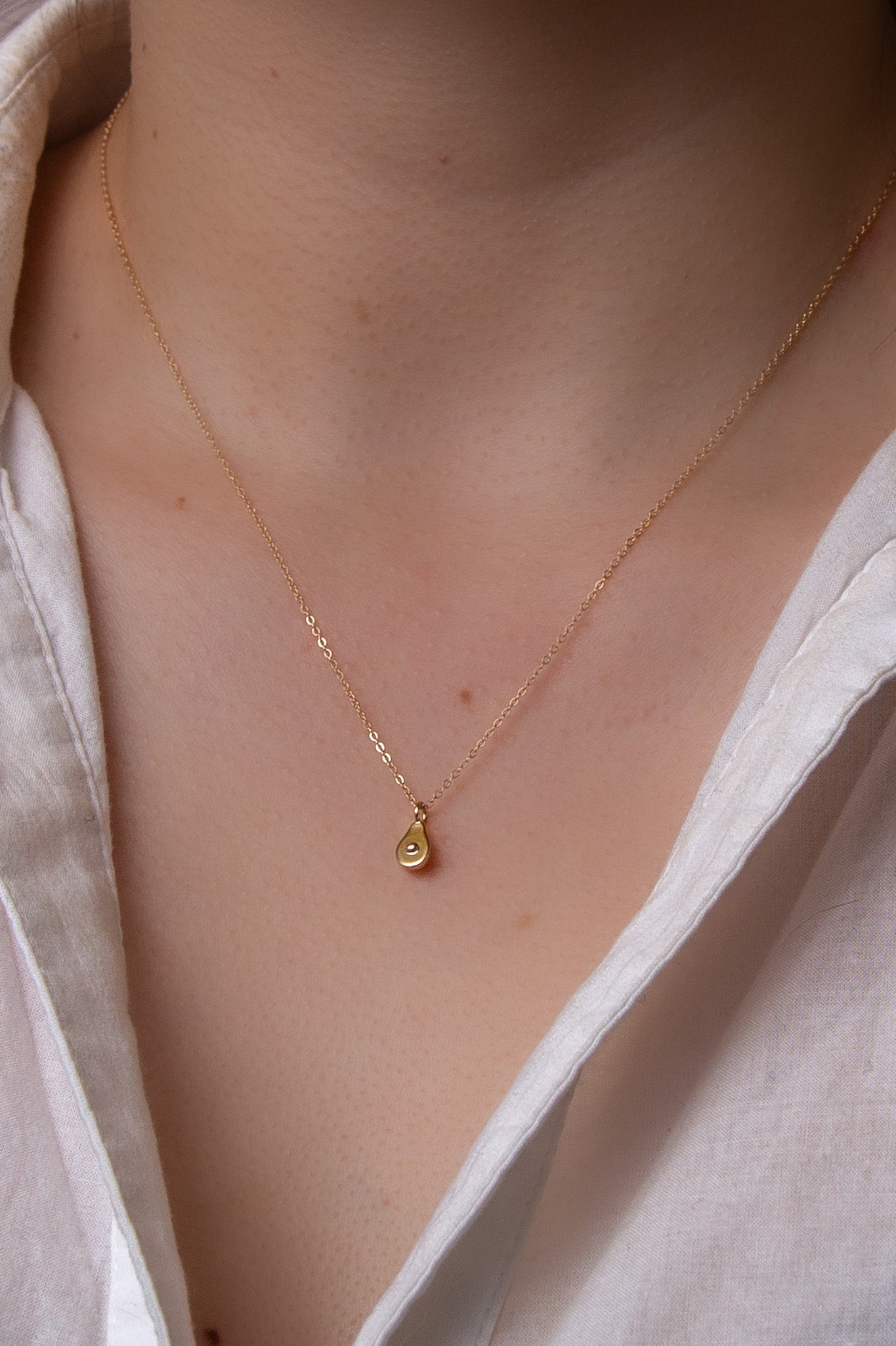 14K Mini Avocado Necklace - Cadena Collective