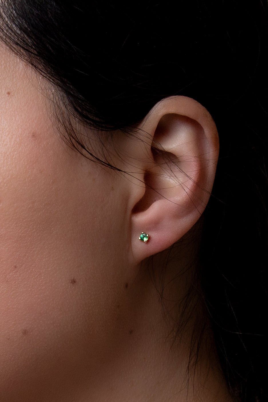 14K Mini Emerald Stud - Cadena Collective