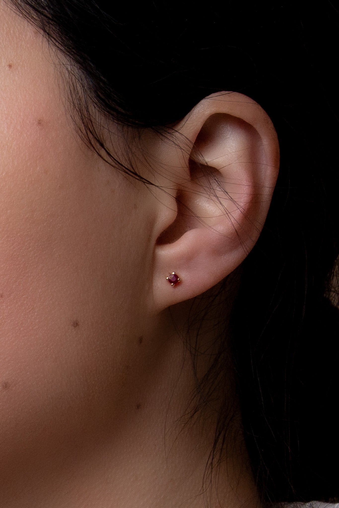 14K Mini Ruby Stud - Cadena Collective