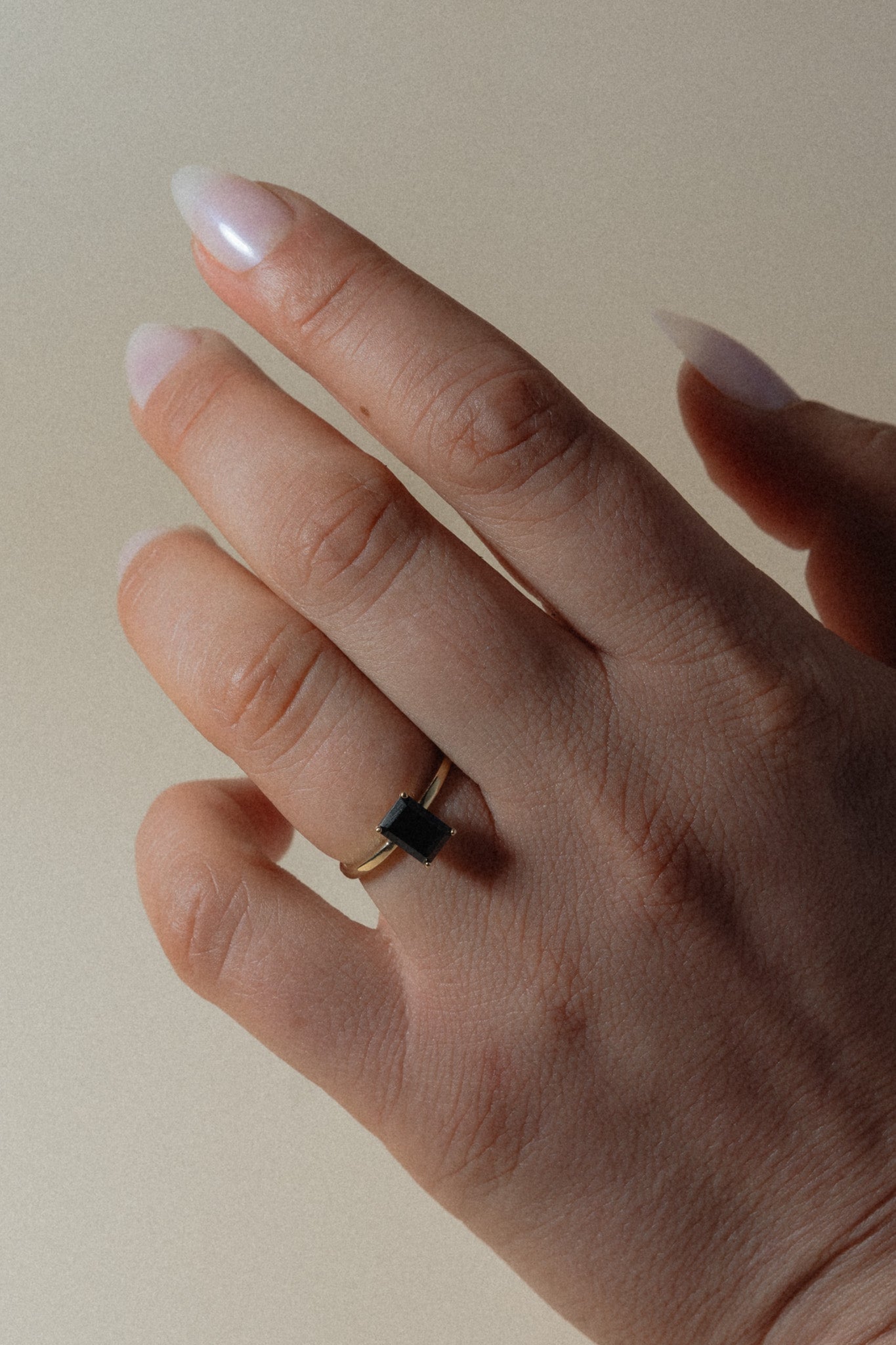 14K Onyx Emerald Cut Solitaire Ring - Cadena Collective