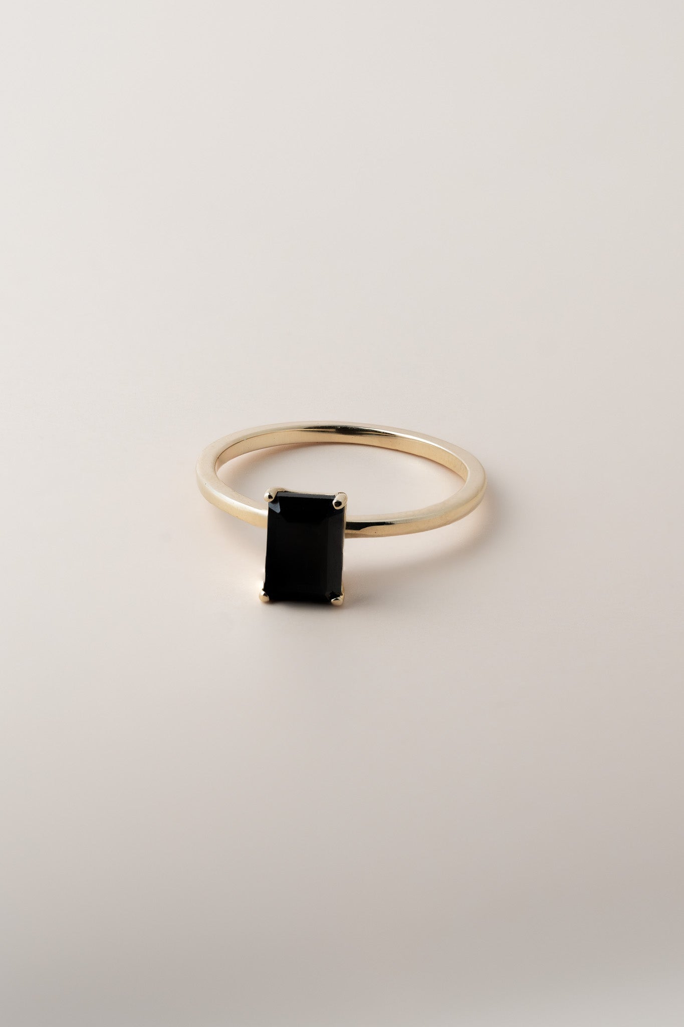 14K Onyx Emerald Cut Solitaire Ring - Cadena Collective