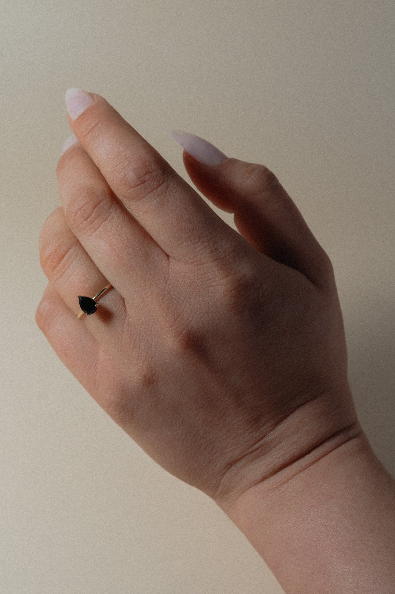 14K Onyx Pear Solitaire Ring - Cadena Collective