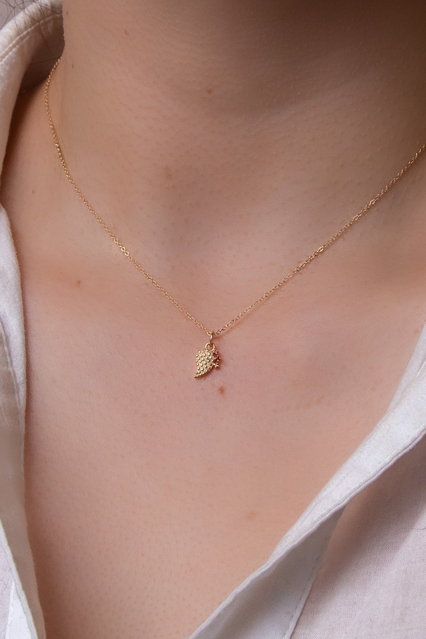 14K Ruby Tunas Nopalito Necklace  - Cadena Collective