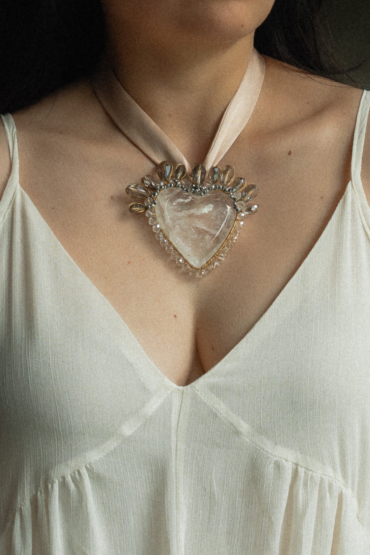 White Quartz Heart Necklace