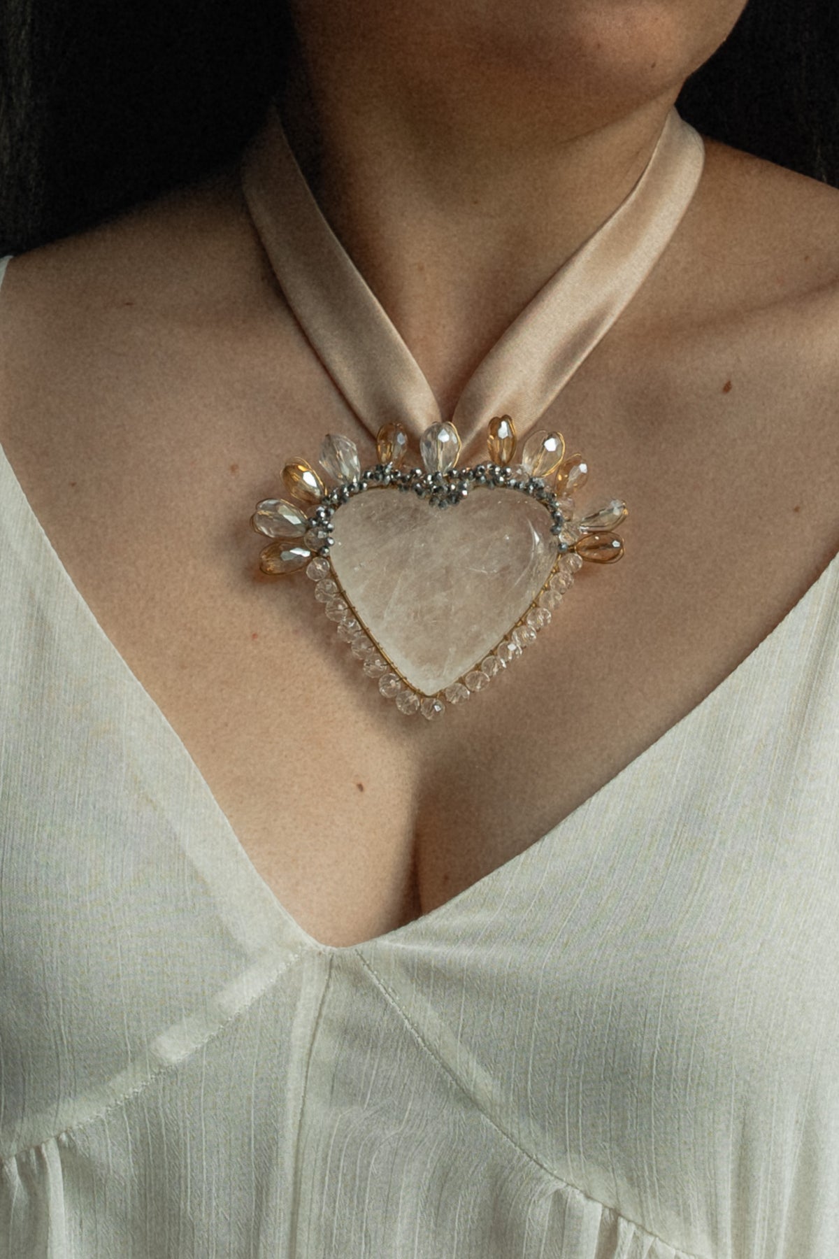 White Quartz Heart Necklace