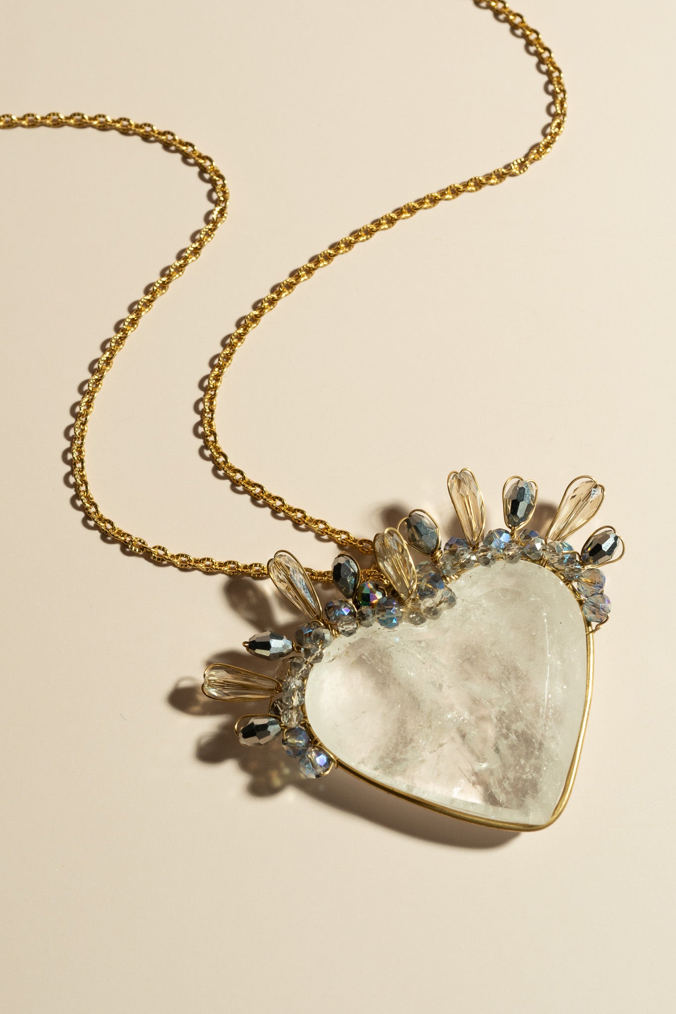 Clear Quartz Sacred Heart Necklace