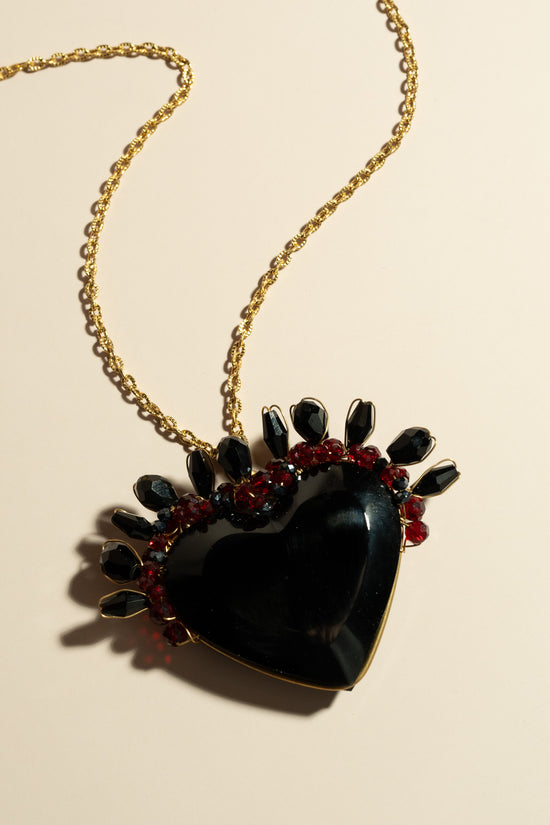 Obsidian Sacred Heart Necklace