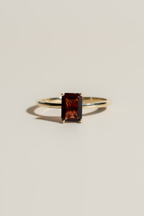 14K Emerald Cut Garnet Ring