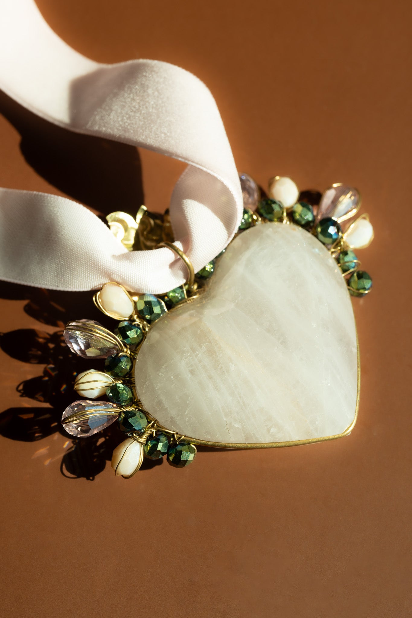 Rose Quartz Sacred Heart Necklace