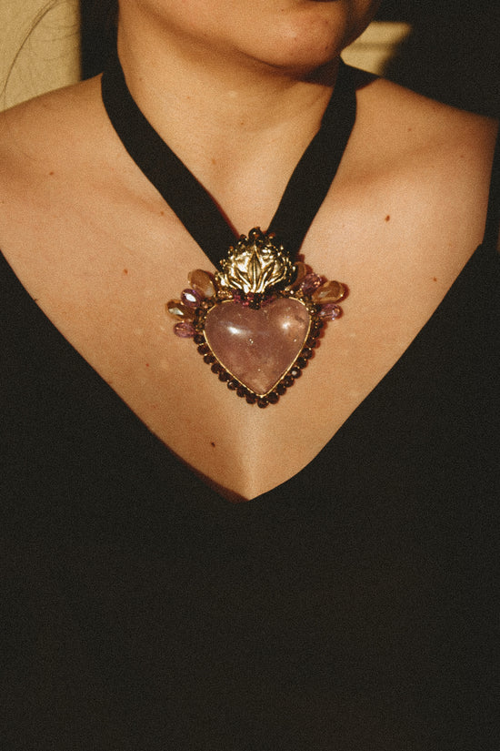 Load image into Gallery viewer, Amethyst Sacred Heart Necklace
