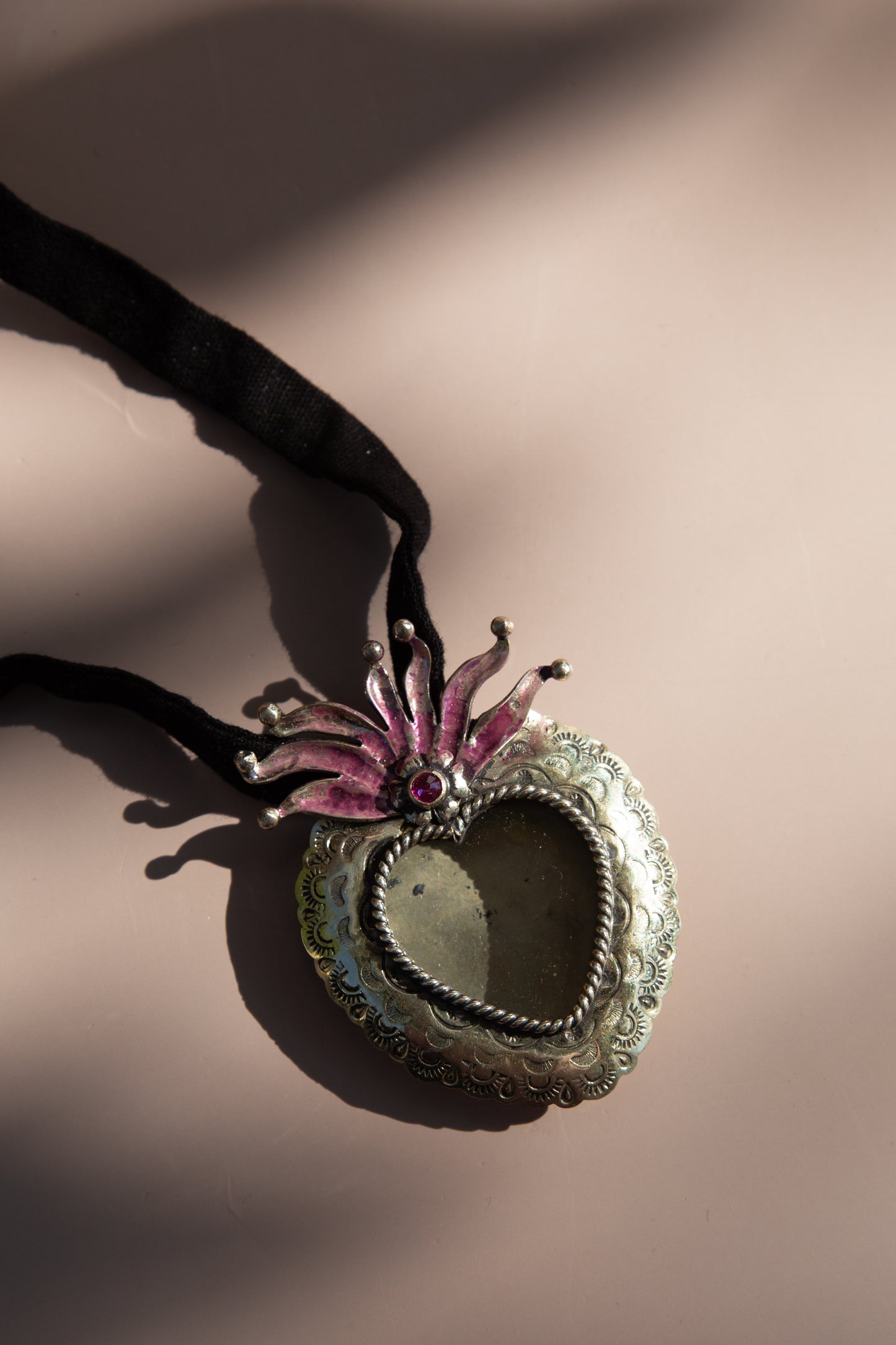 Flaming Heart Locket Necklace