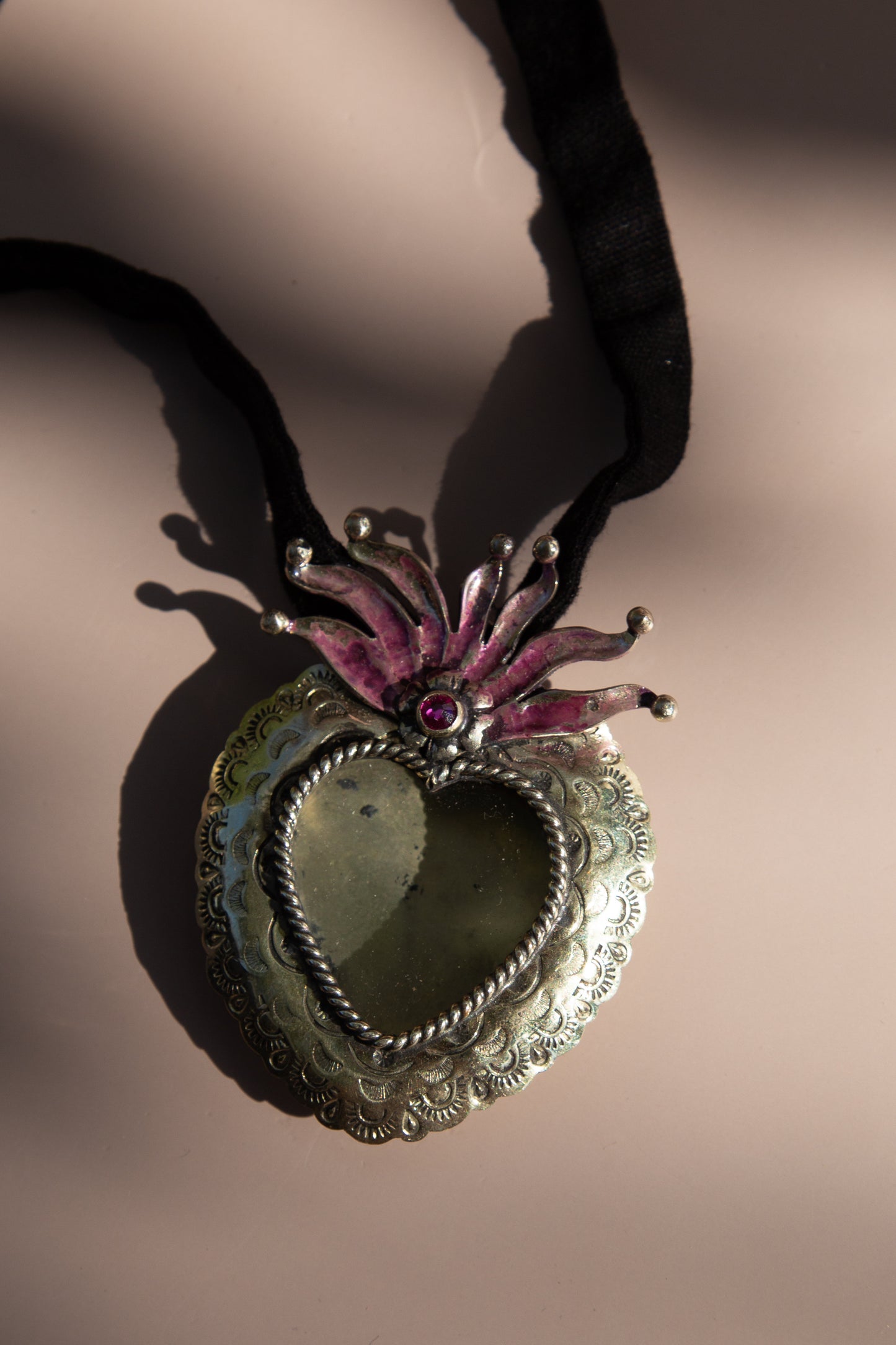 Flaming Heart Locket Necklace