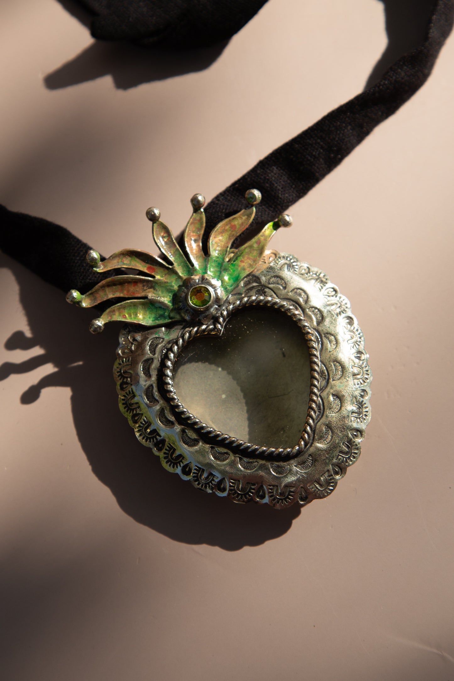 Load image into Gallery viewer, Flaming Heart Locket Necklace
