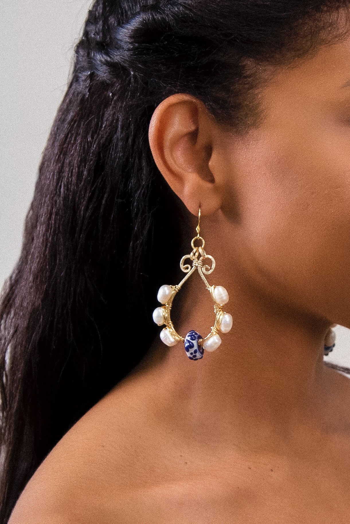 Talavera Tear Earrings - White