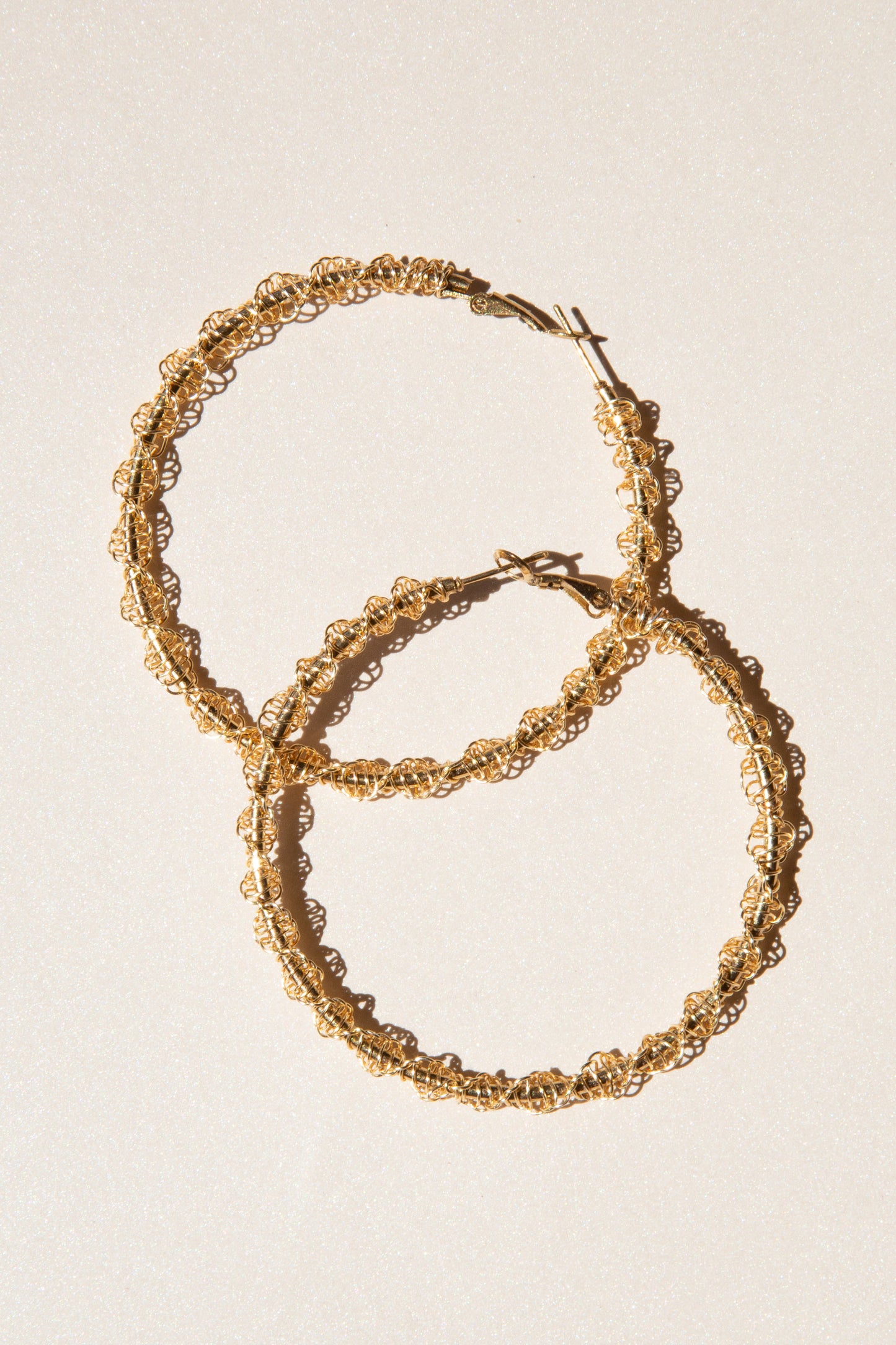 Load image into Gallery viewer, Gold Macramé Hoop Earrings
