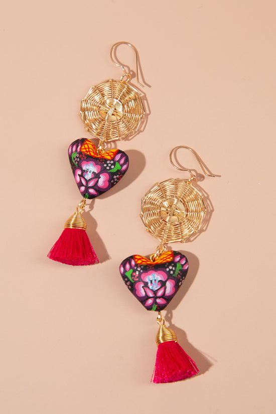 'Rosa' Copal Tassel Earrings