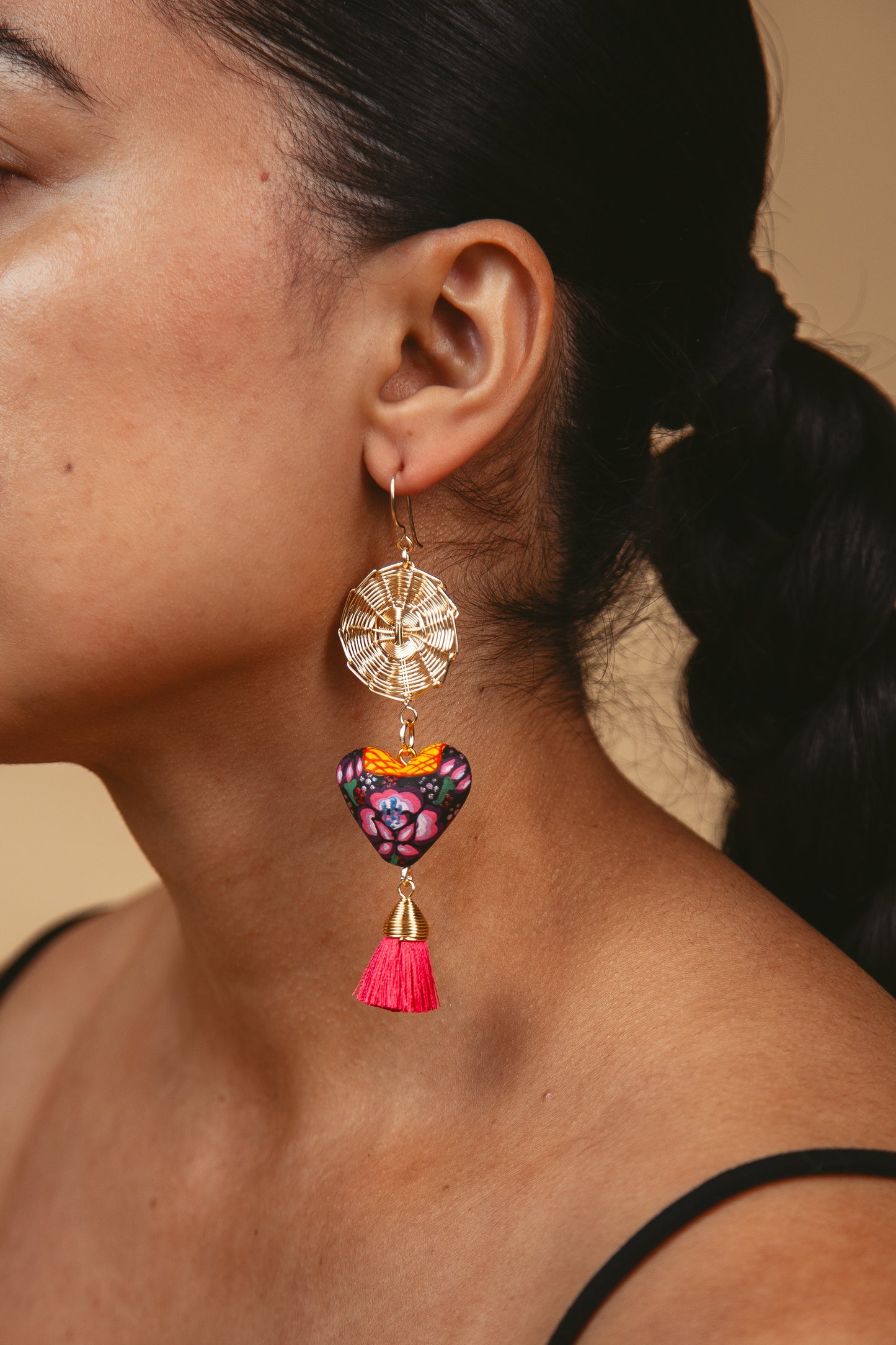 'Rosa' Copal Tassel Earrings