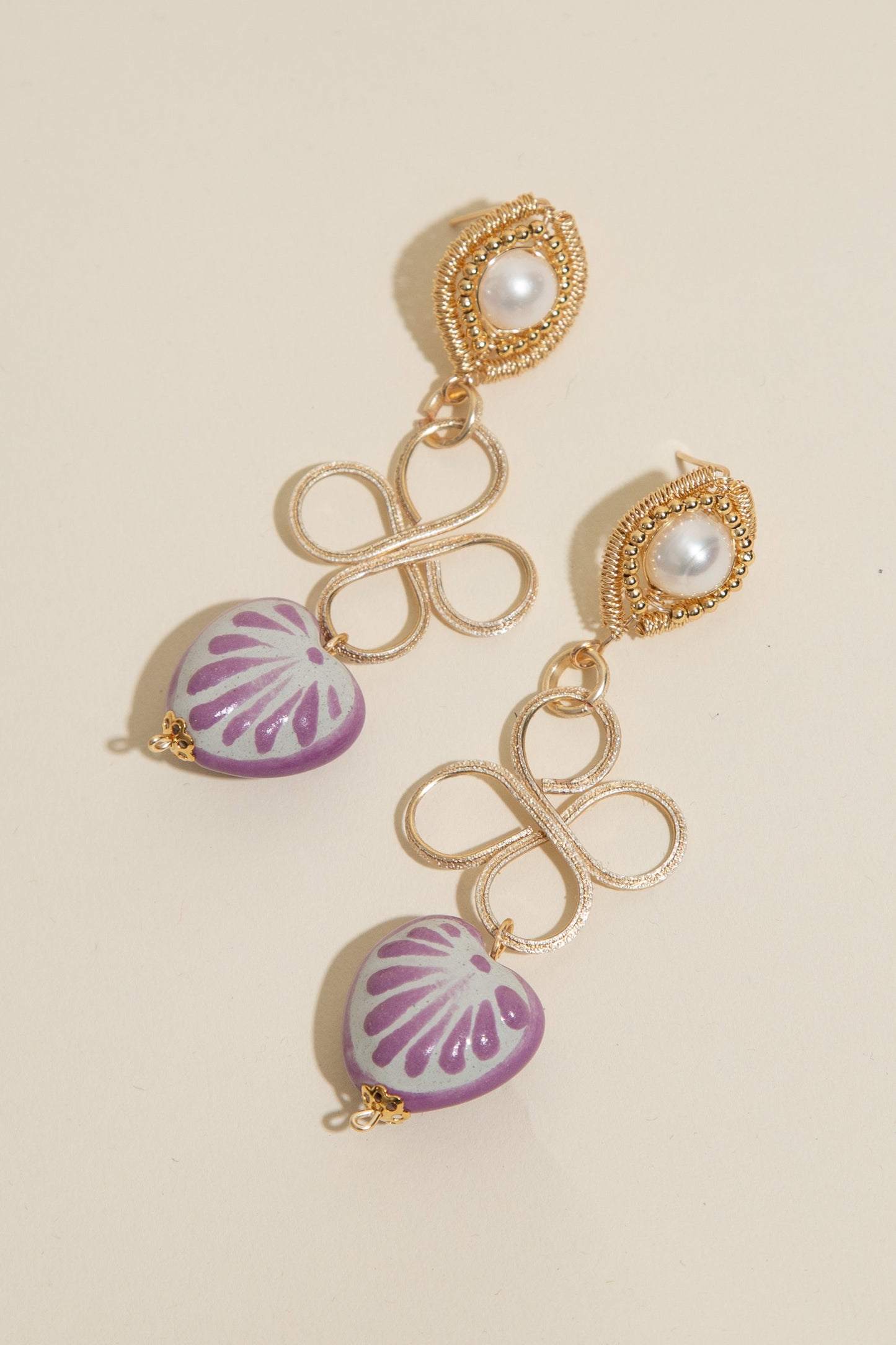 Talavera Perla Corazon Earrings