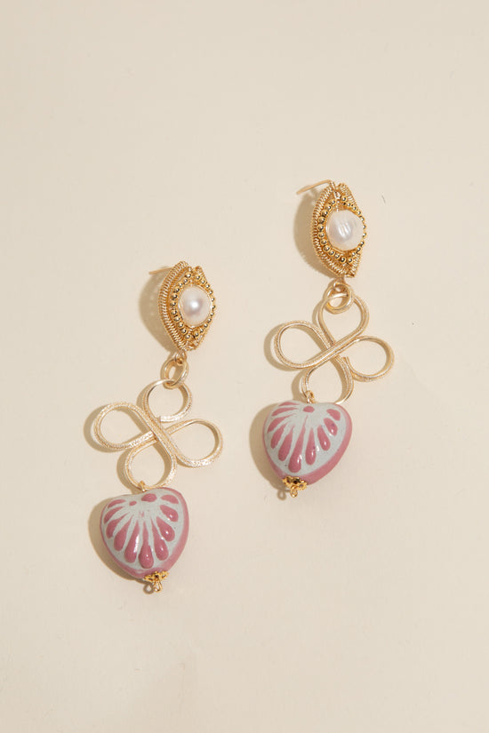 Talavera Perla Corazon Earrings