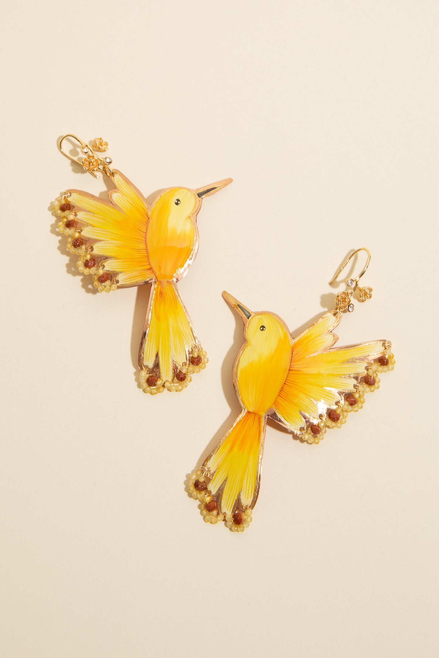 Yellow Colibrí Drop Earrings