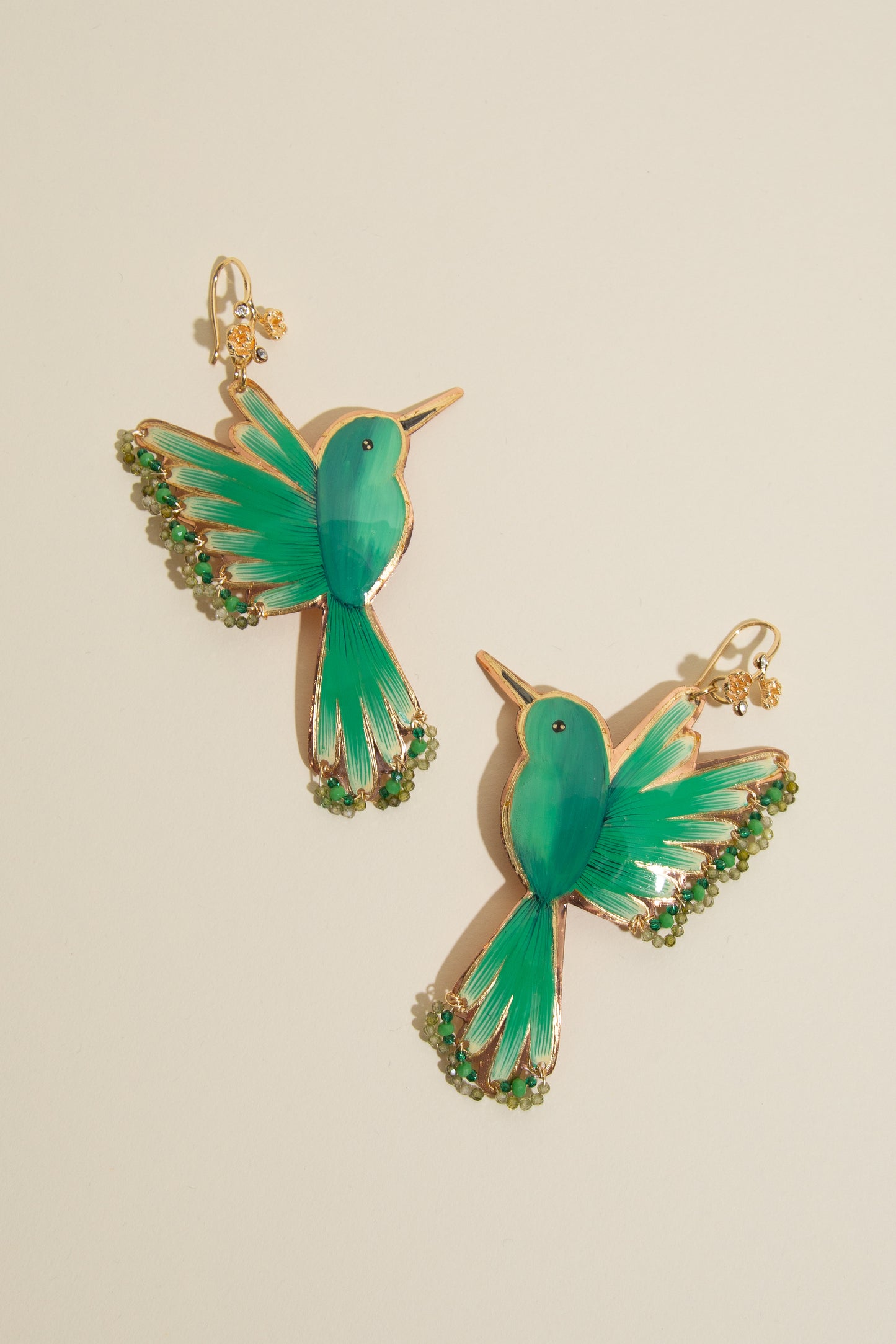 Green Colibrí Drop Earrings