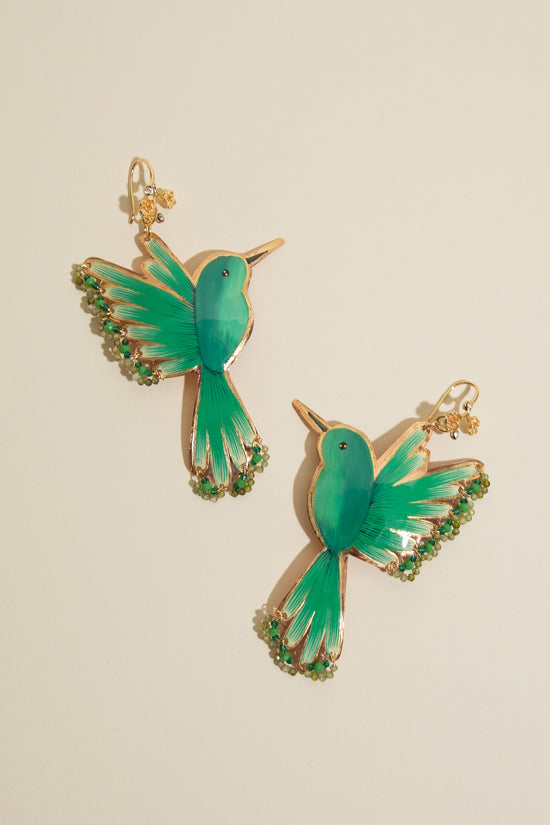 Green Colibrí Drop Earrings
