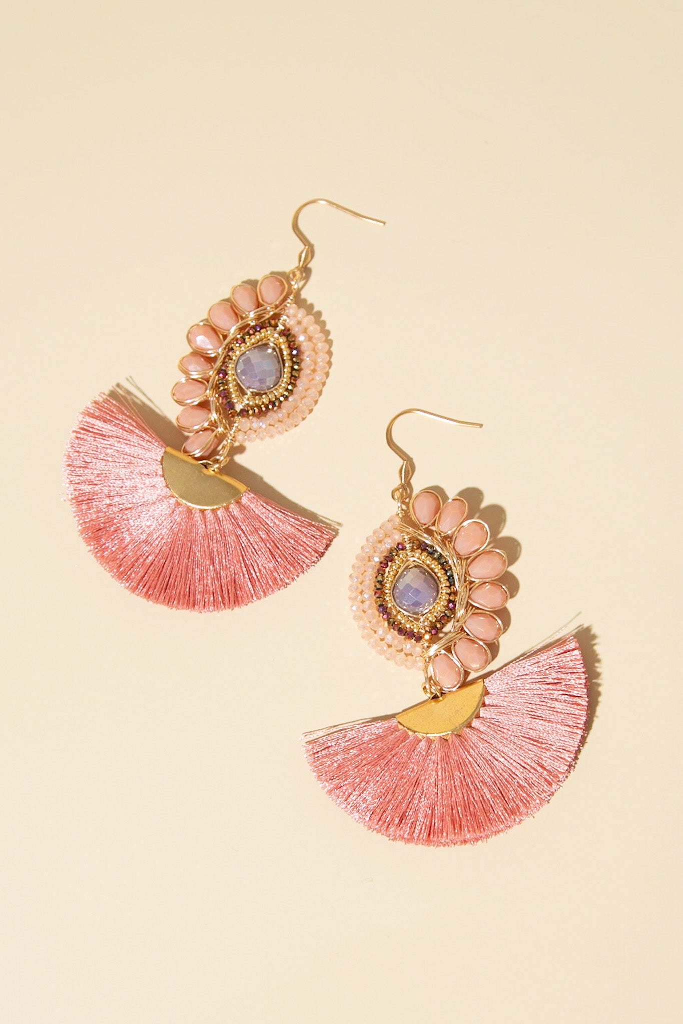Pinky Luna Fan Tassel Earrings