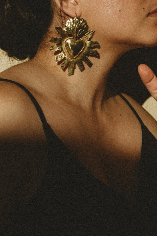Corazon Sagrado Gold Earrings