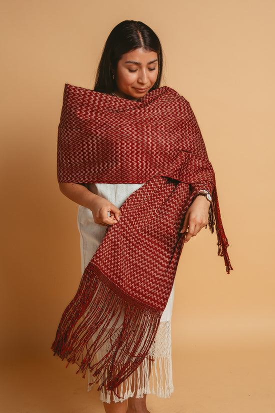 Large Beaded Rebozo - Rojo