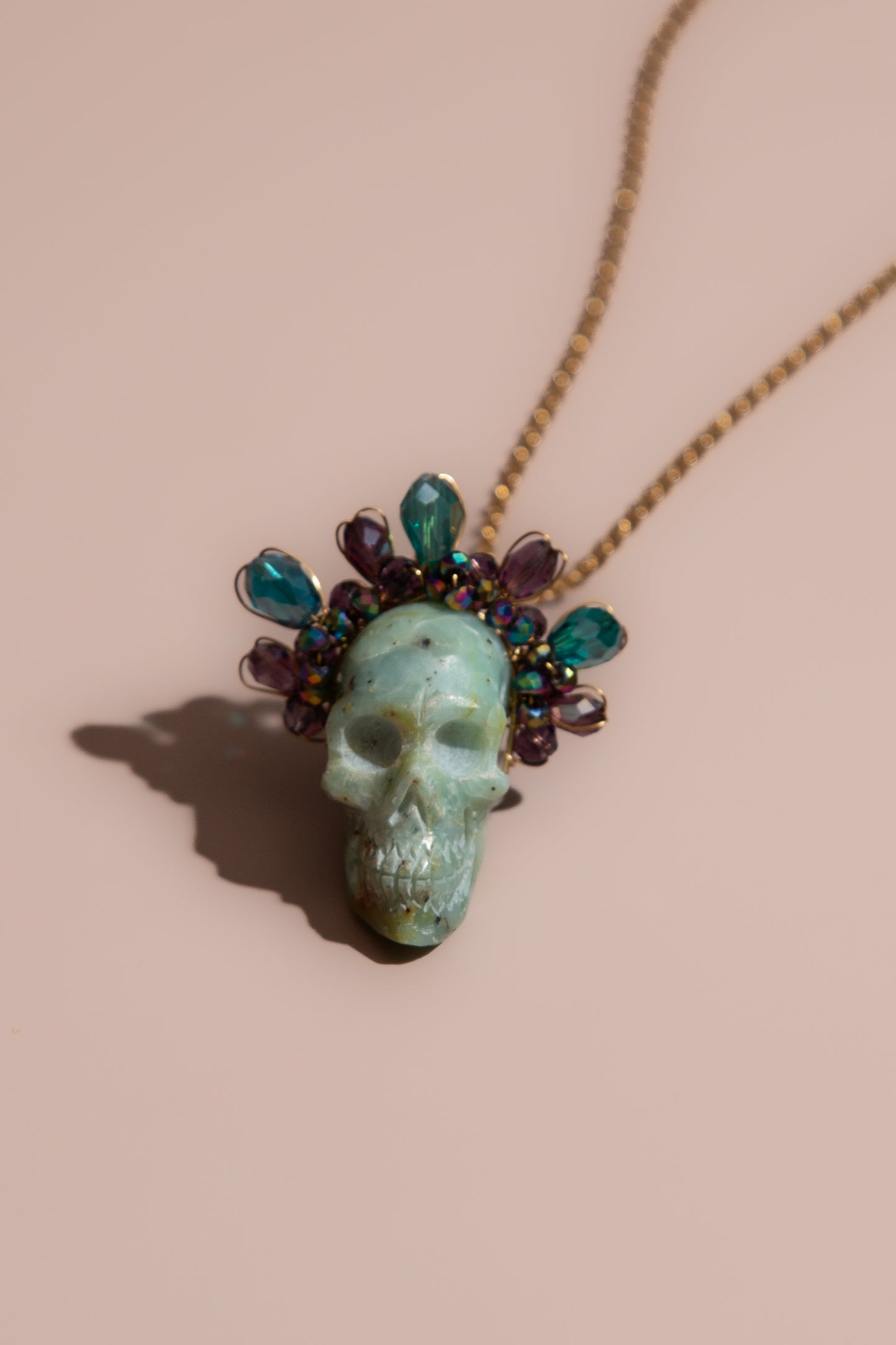 Turquoise Frida Skull Necklace