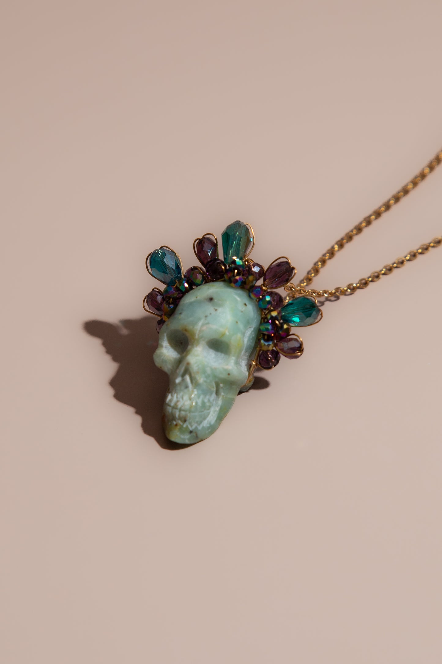 Turquoise Frida Skull Necklace