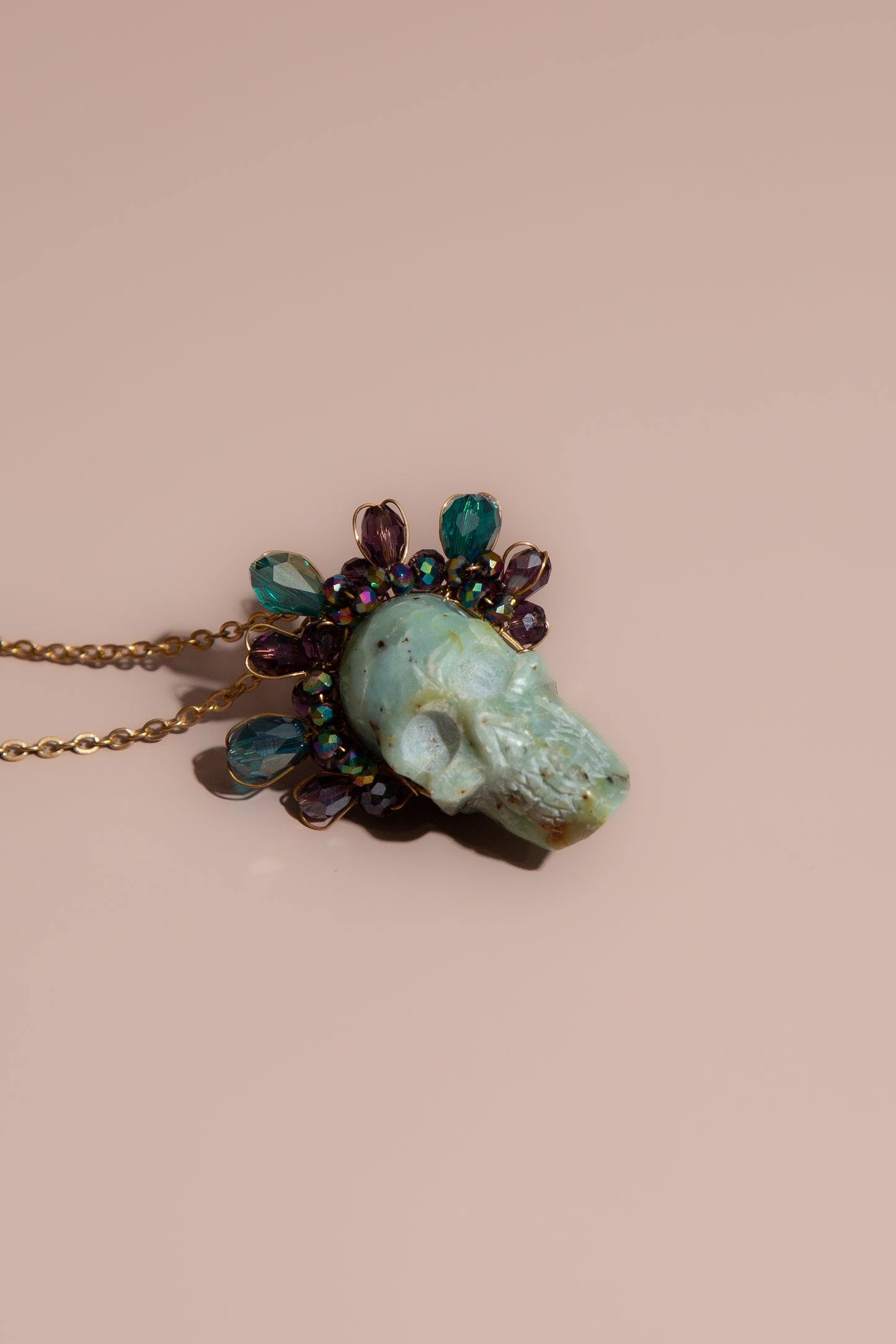 Turquoise Frida Skull Necklace