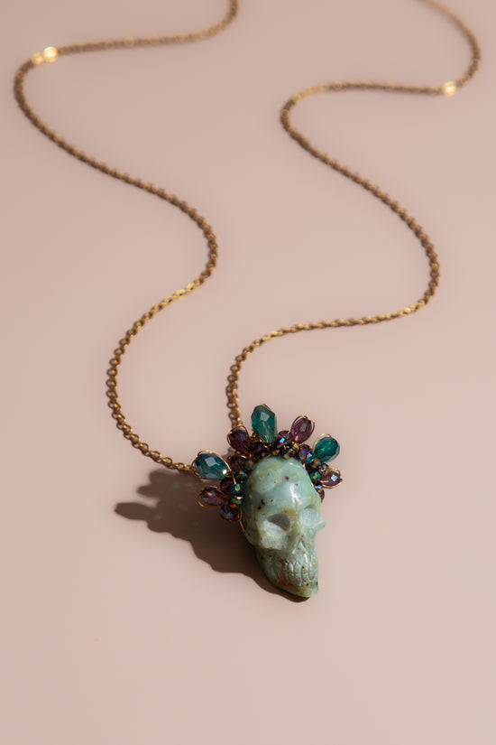 Turquoise Frida Skull Necklace