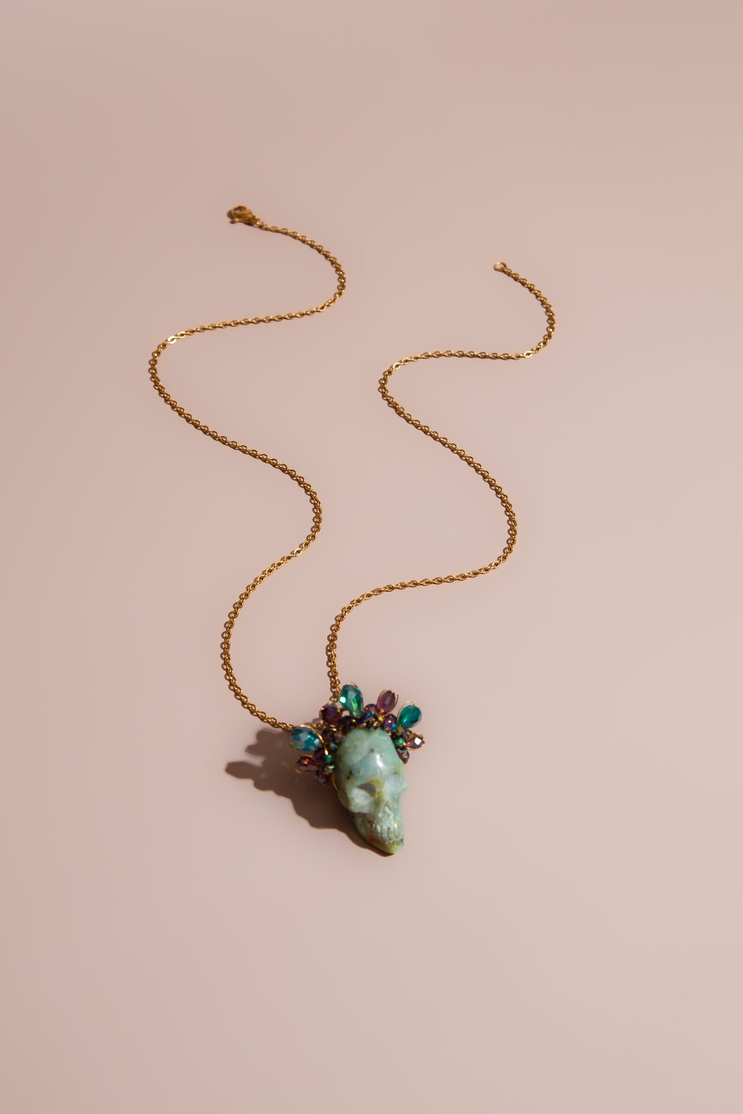 Turquoise Frida Skull Necklace