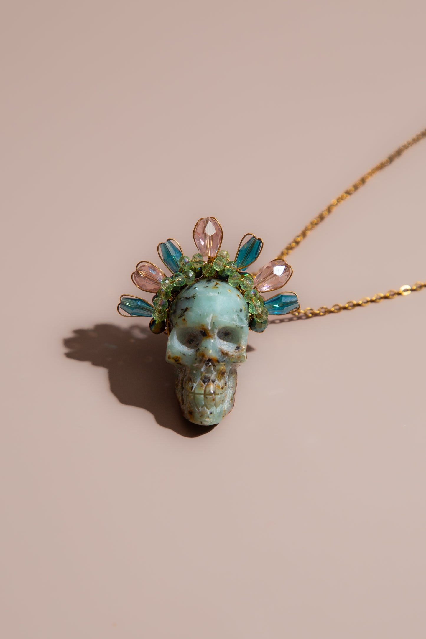 Turquoise Frida Skull Necklace