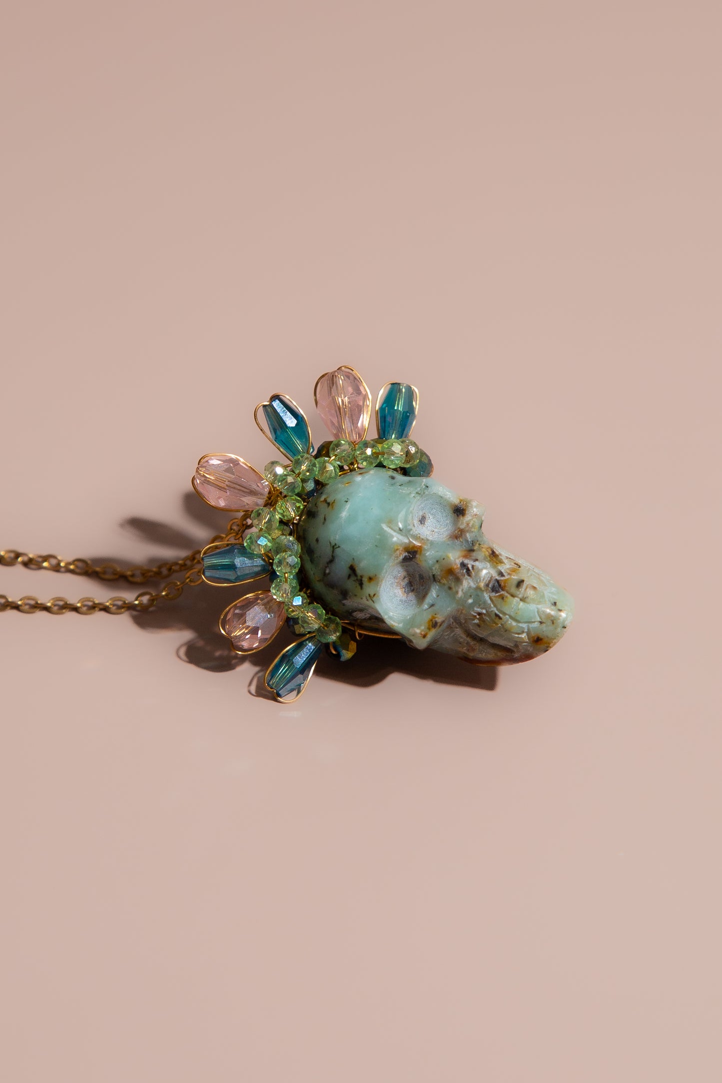 Turquoise Frida Skull Necklace