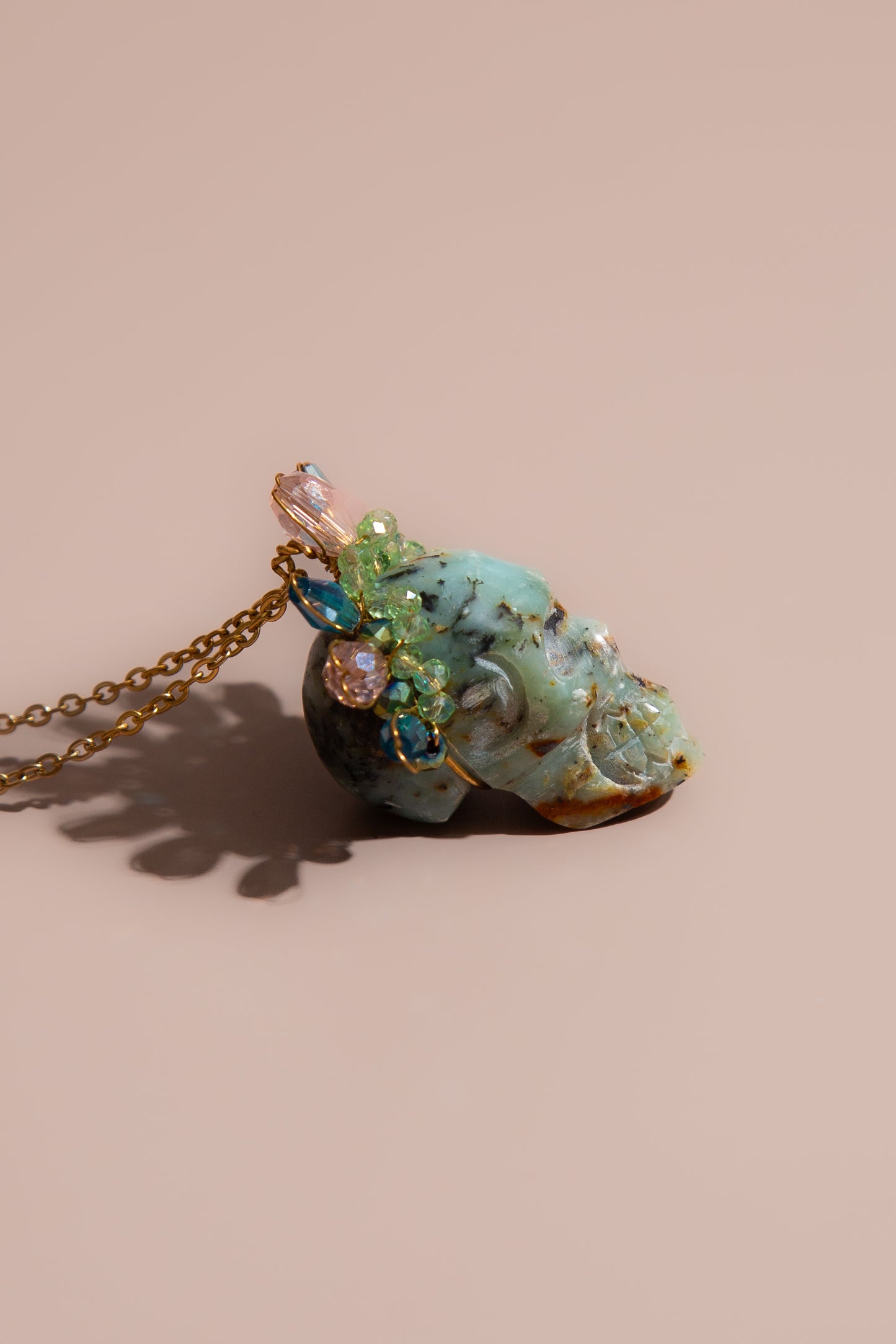 Turquoise Frida Skull Necklace