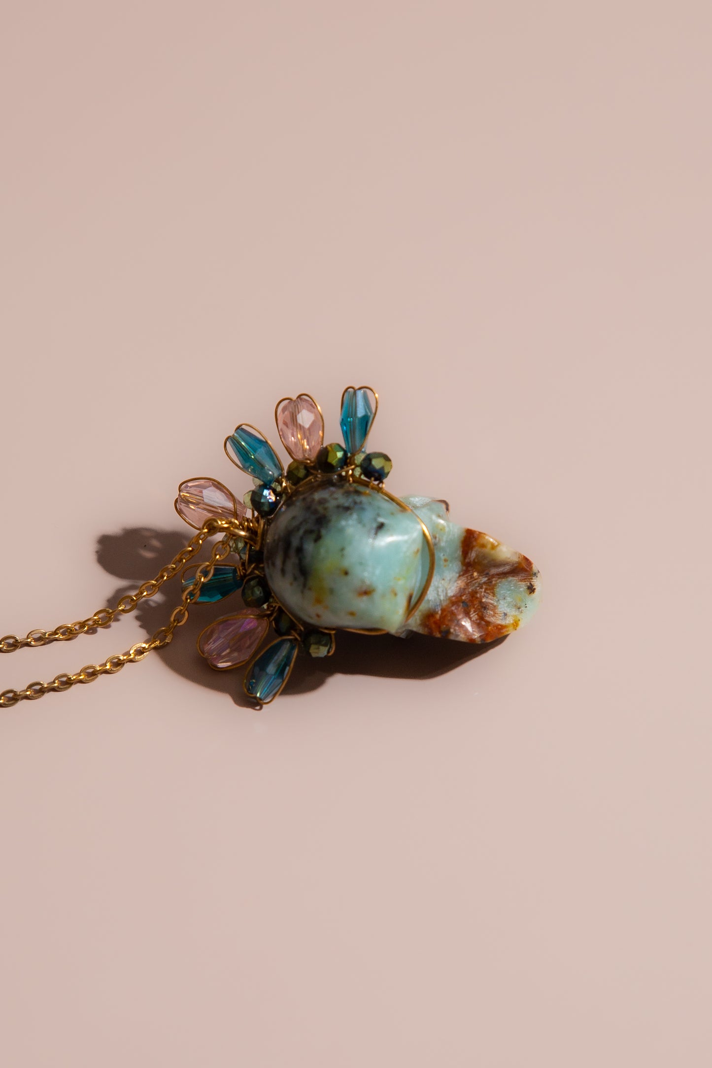 Turquoise Frida Skull Necklace