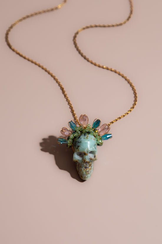 Turquoise Frida Skull Necklace