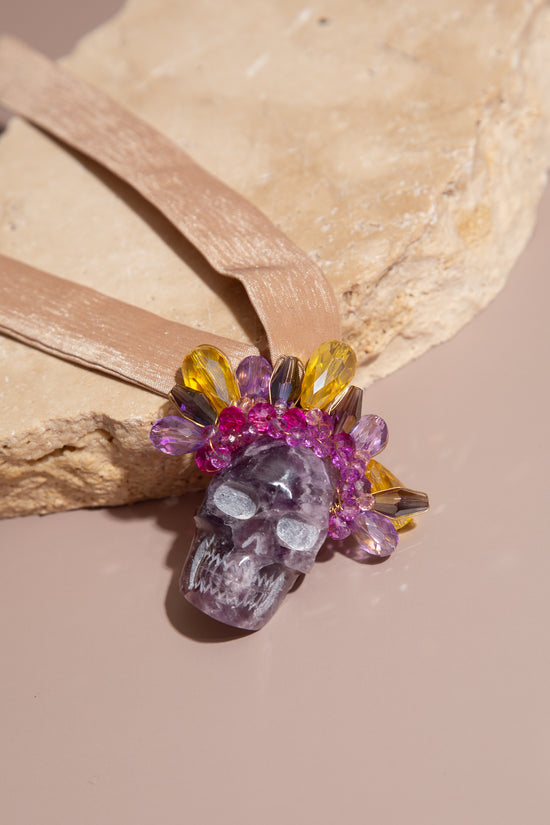 Large Amethyst Skull Necklace