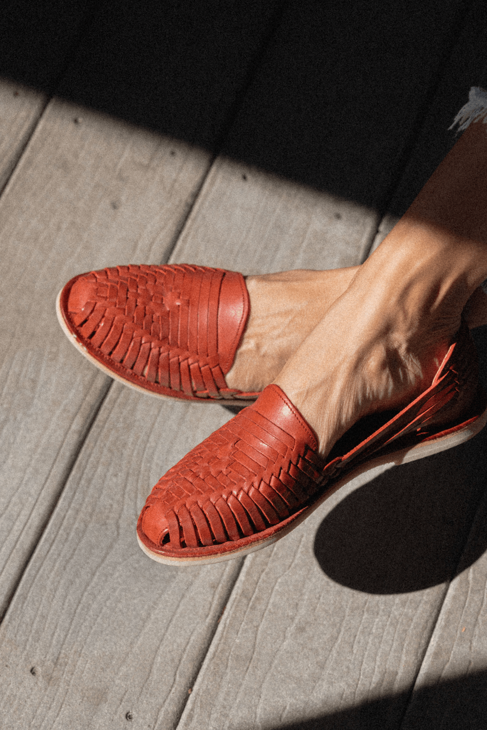 Andy Leather Huarache Sandal - Red - Cadena Collective