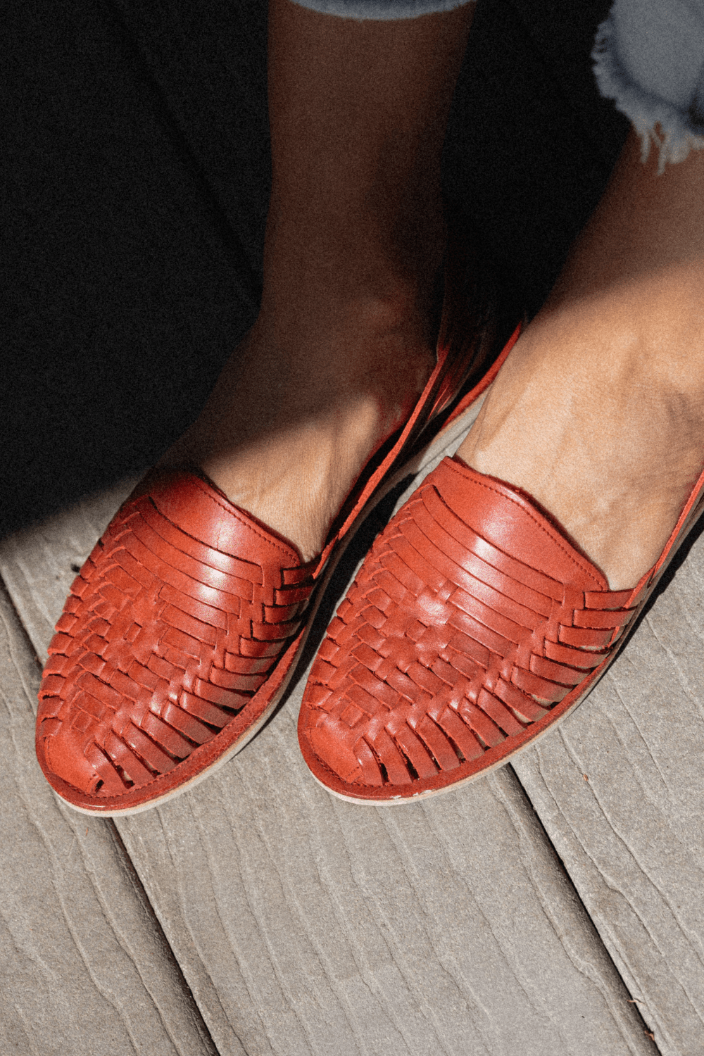 Andy Leather Huarache Sandal - Red - Cadena Collective